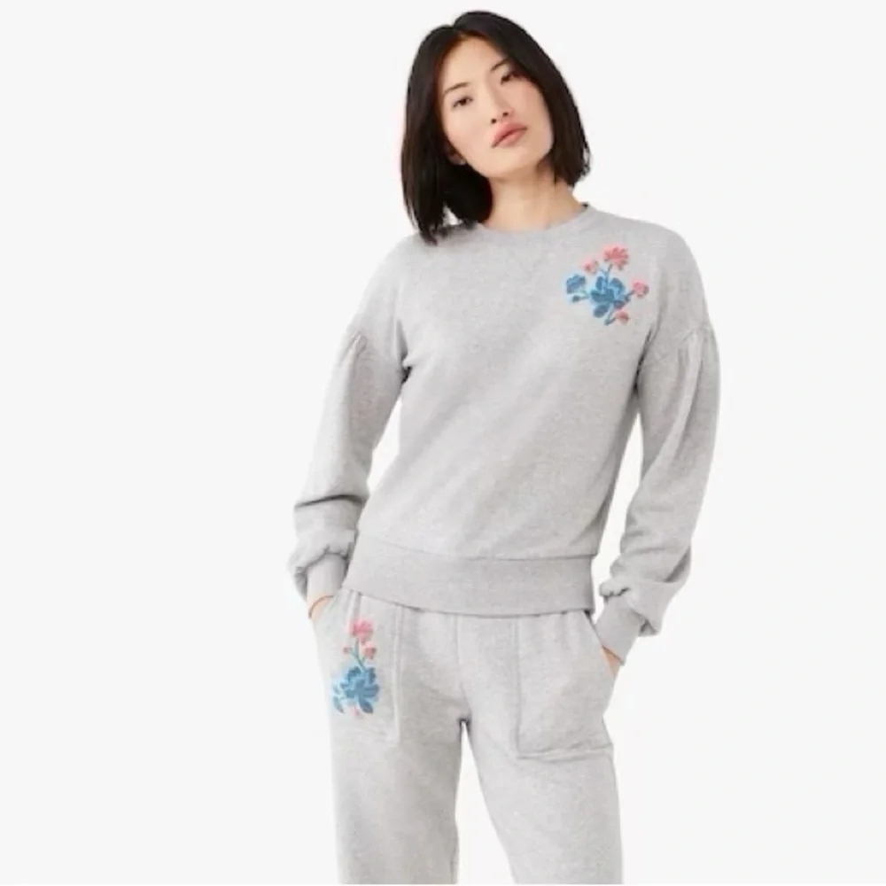 Kate Spade Floral Embroidered Sweatshirt Grey Melange